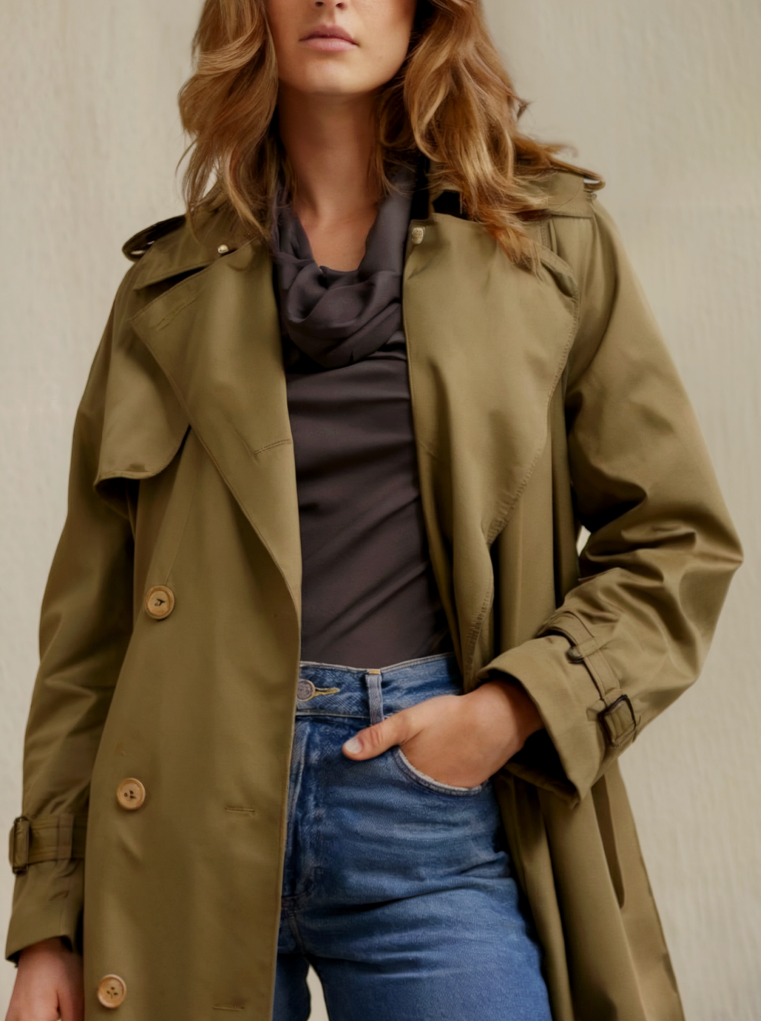 Olive Trench Coat - M